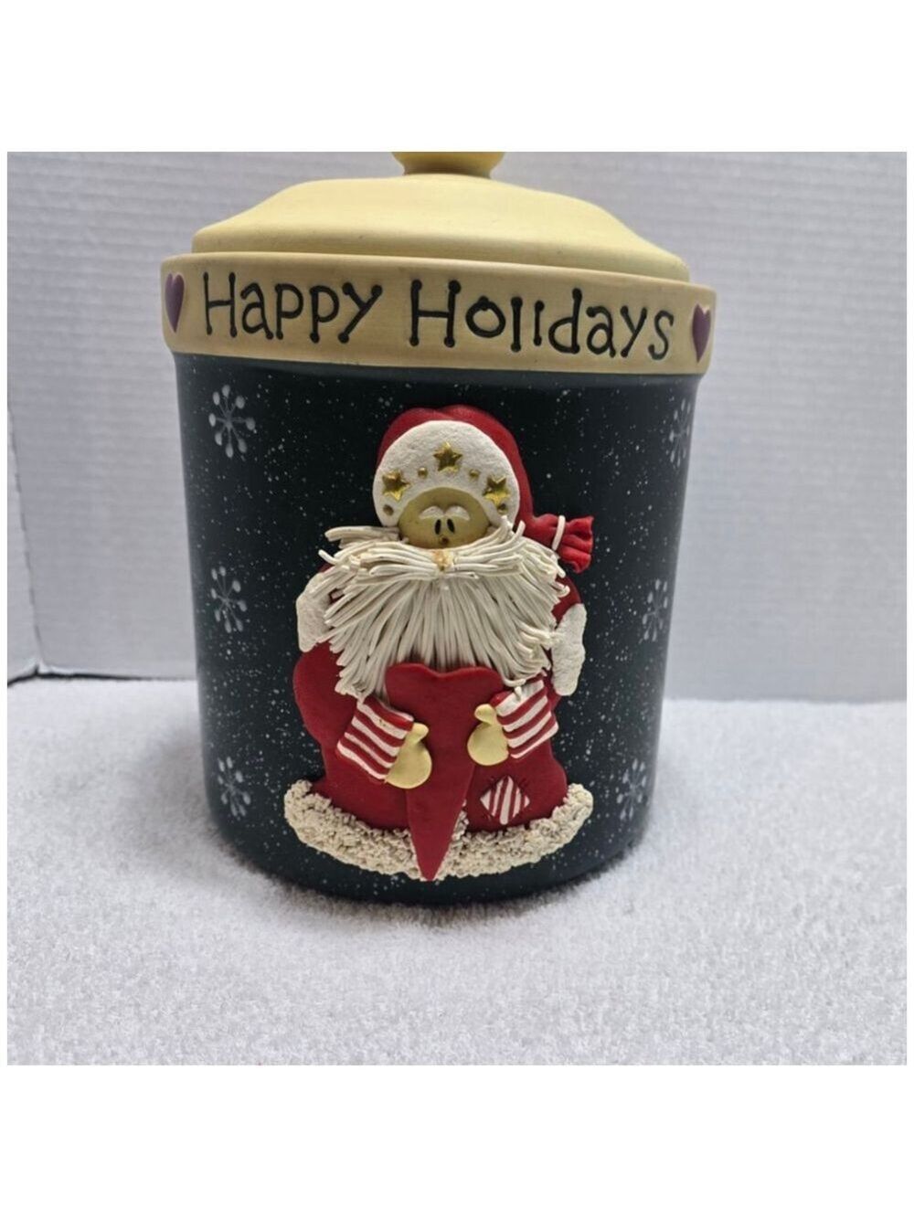 American Atelier Holiday Decor One Size Green Beige Santa Cookie Jar